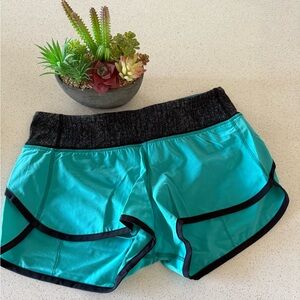lululemon athletica teal and Black speed Shorts